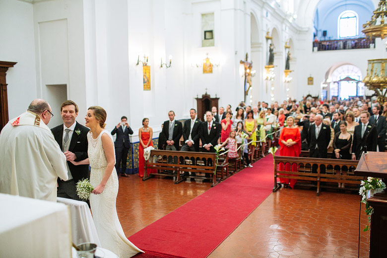 International wedding in Nuestra Senora del Rosario church in Buenos Aires