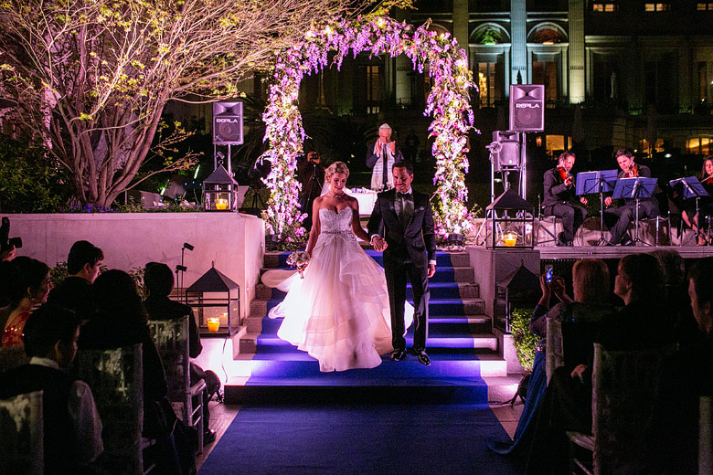 fotos de bodas de noche en el palacio duhau